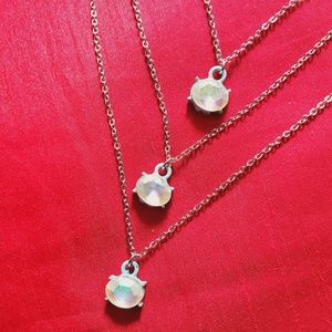 3 layer light blue necklace
